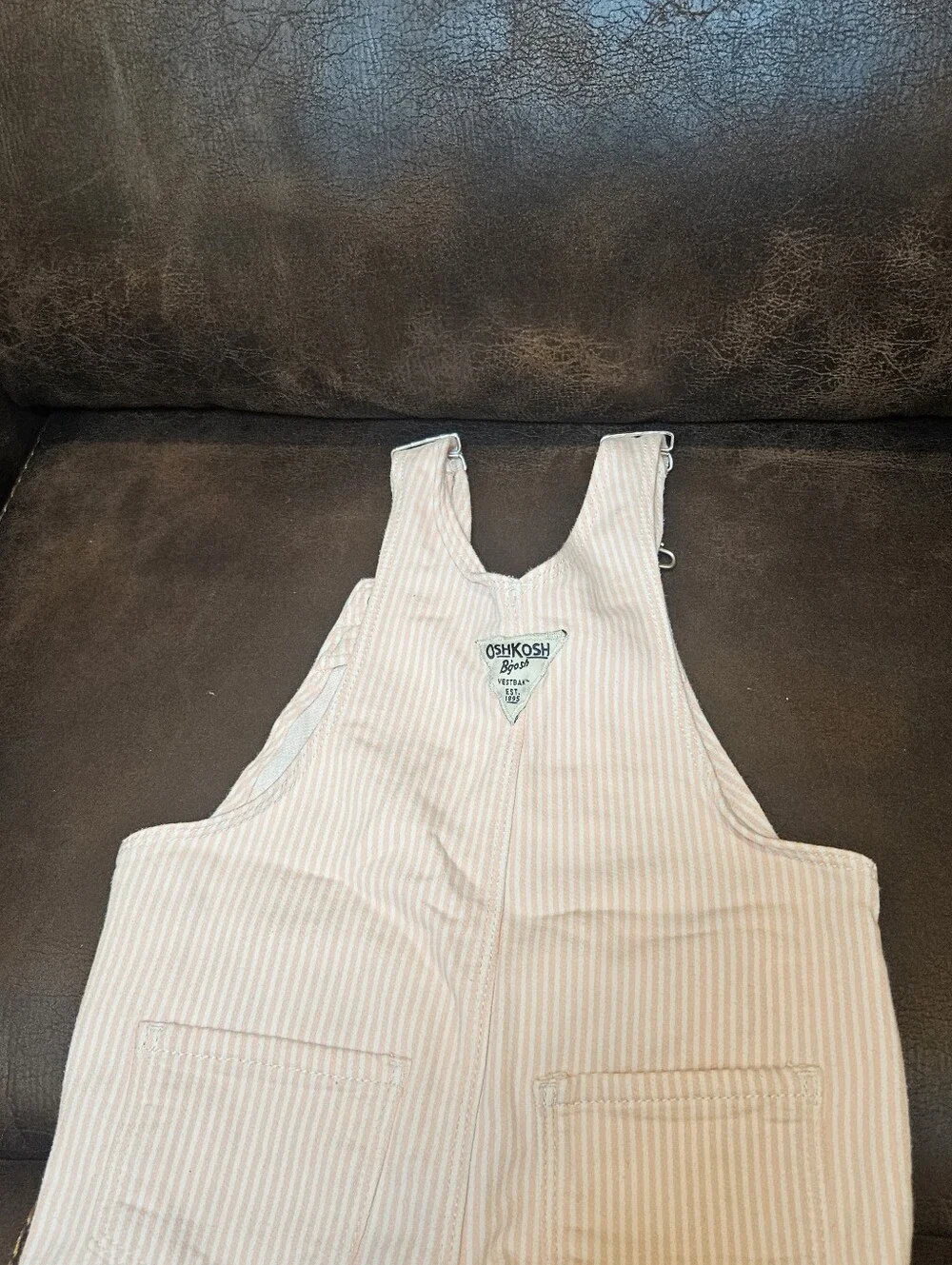 OshKosh B'gosh Pale Pink & White Stripe Kids Overalls 3T